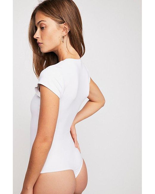 Free People White Fair And Square Neck Duo Bodysuit