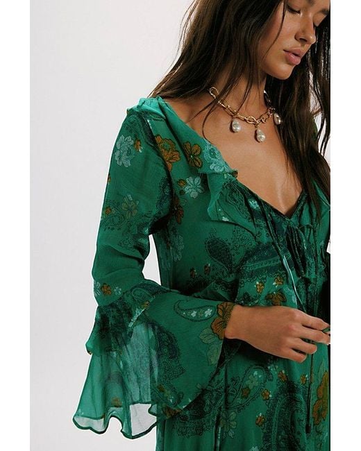 Free People Green Paisley Petals Maxi Dress