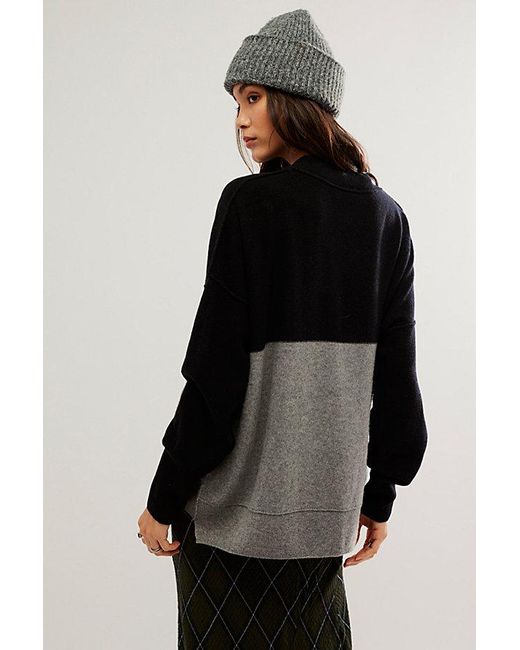 Free People Black Easy Street Cashmere Colorblock Tunic