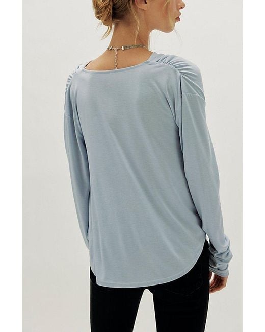 Free People Gray Jane Draped Long Sleeve Top