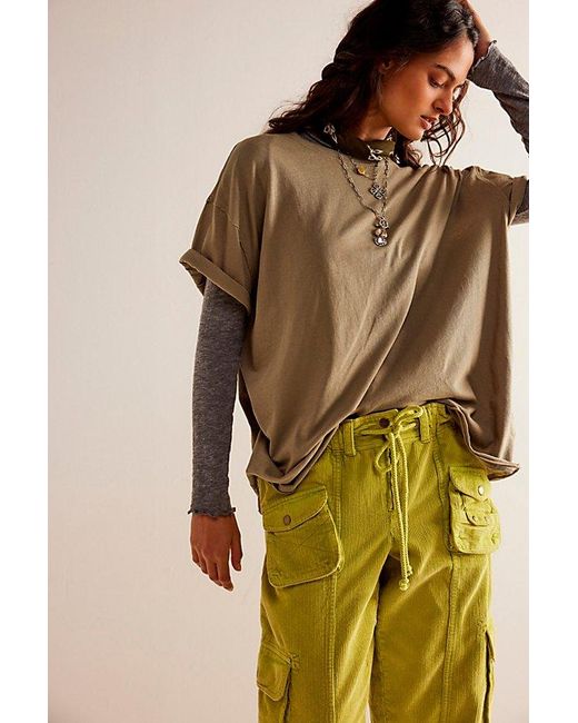 Free People Brown Nina Tee At Free People In Olive Stone, Size: Small