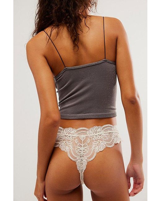 Free People Gray Last Dance Lace Thong