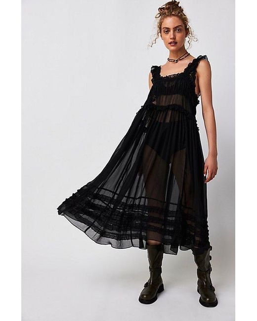 Free People Moon Phase Midi Slip in Black Lyst