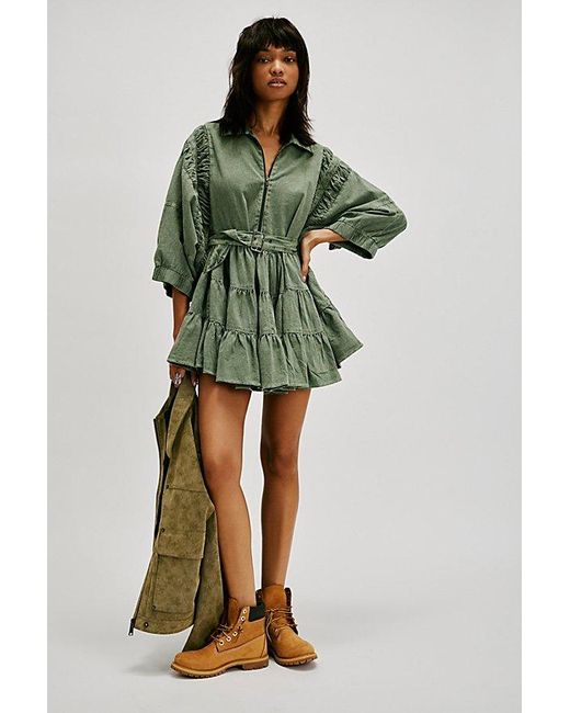 Free People Green Hampton Mini Dress