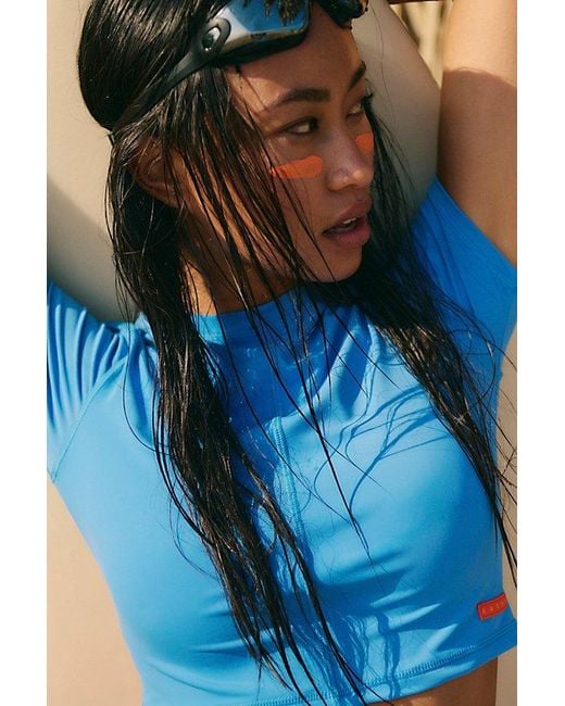 Rashi World Blue Short Sleeve Cropped Surf Tee