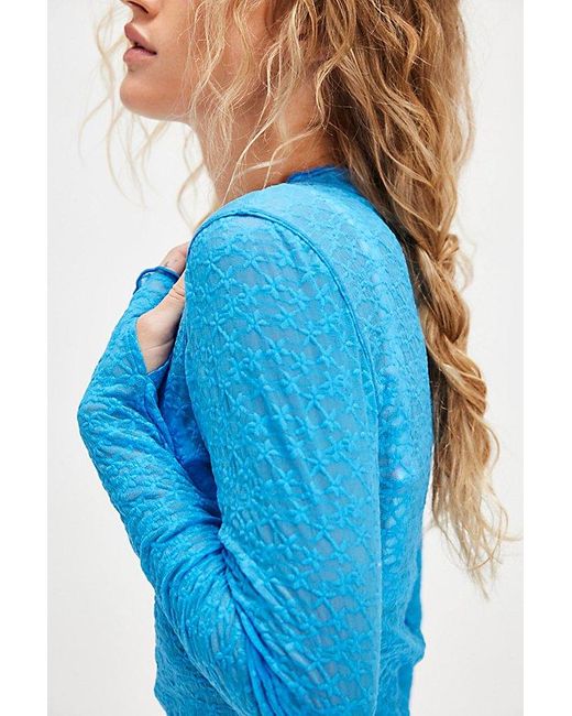 Intimately By Free People Blue From The Start Mockneck Long Sleeve