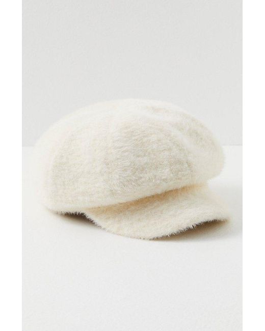 Free People Gray Bardot Fuzzy Slouch Lieutenant Hat At In Ivory