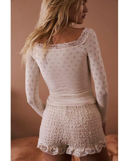 Intimately By Free People Brown Eyelet Seamless Long Sleeve