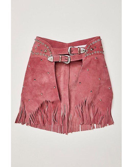 Free People Red Understated Leather Paris Texas Skirt Belt
