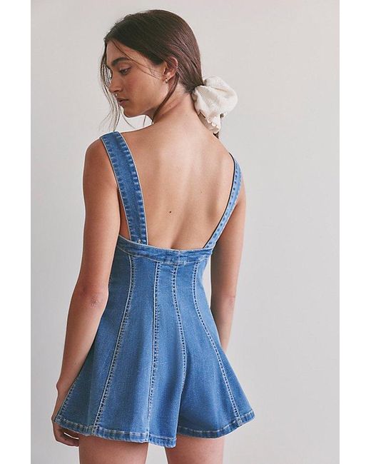 Free People Blue Delancey Flare Romper