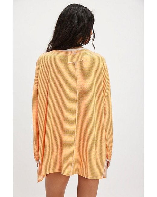 Free People Orange Veronica Striped Tee