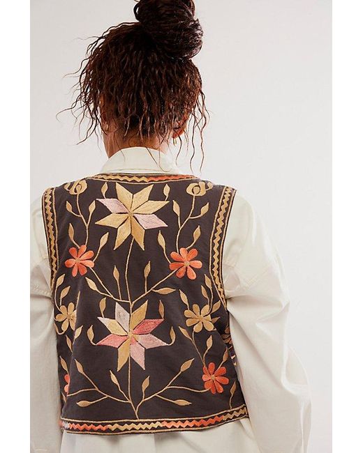 Free People Natural Remy Embroidered Vest