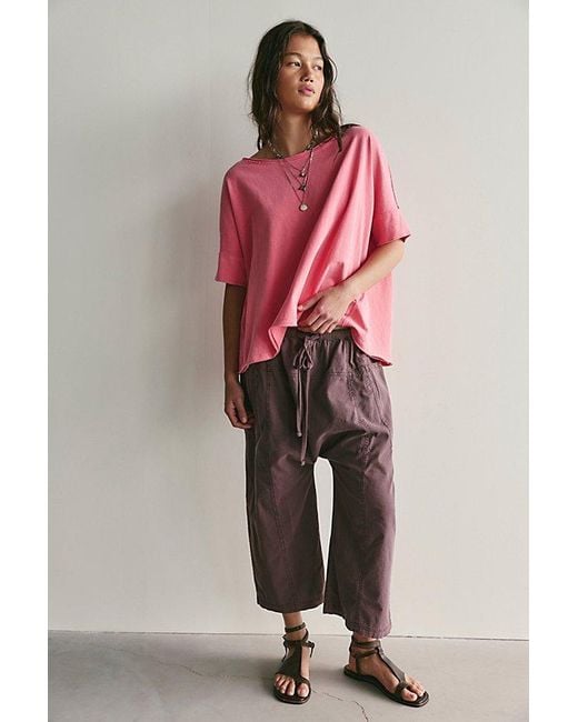 Free People Pink Rex Oversized Cotton Tee