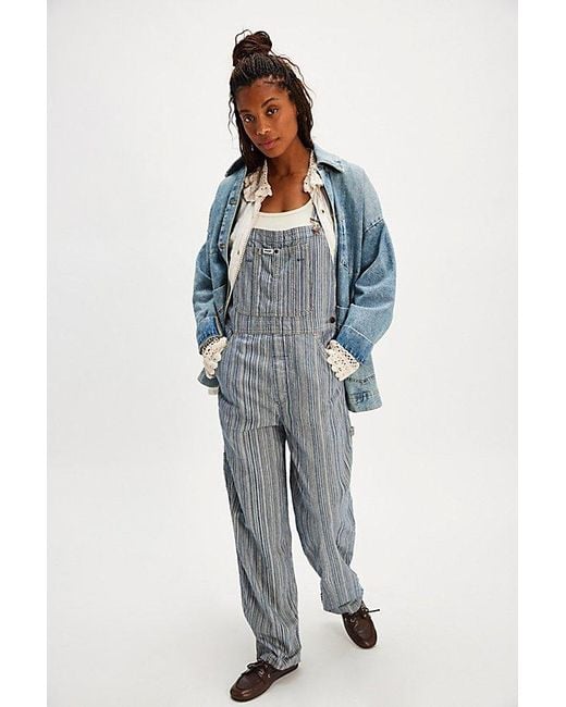 Wrangler Blue Stripe Straight-leg Bib Overalls