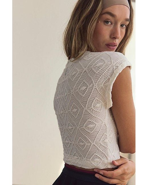 Fp Movement White Devoted Crochet Tee