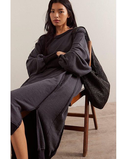 Free People Black Camden Maxi Sweatshirt