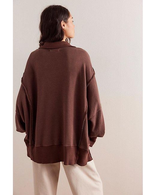 Free People Brown We The Free Camden Henley Sweatshirt