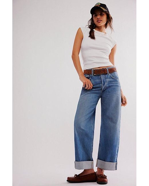 Citizens of Humanity Blue Ayla Baggy Cuffed Crop Jeans At Free People In Brielle, Size: 25