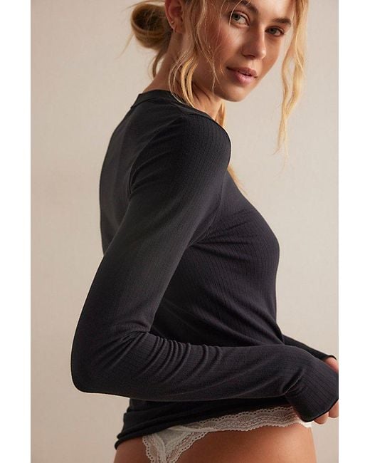 Intimately By Free People Black So Soft Seamless Modal Long Sleeve By