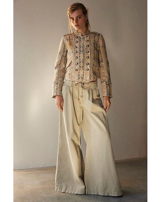Free People Gray Julien Wide-Leg Chino Trousers