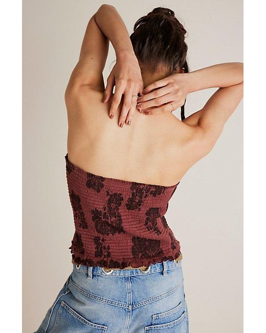 Free People Red Poppy Tube Top At In Brown Combo, Size: Medium