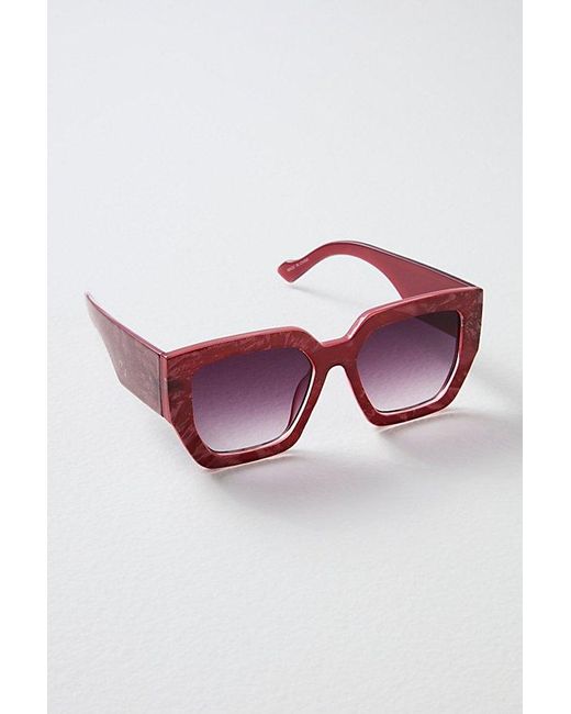 Free People Red Bel Air Square Sunglasses