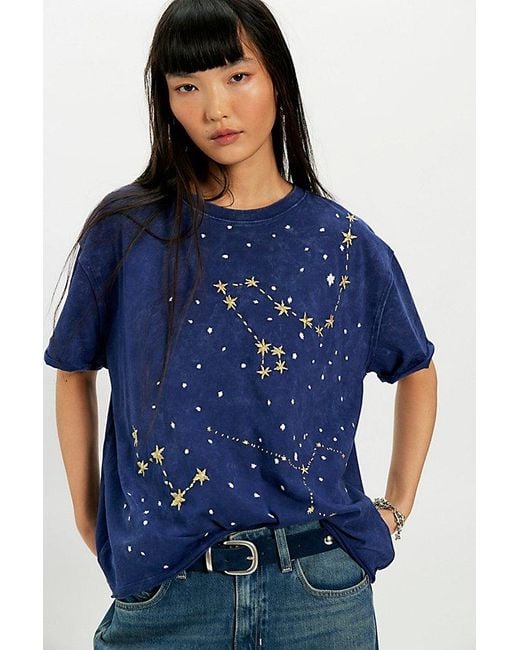 Denim and Bone Blue Constellation Embroidered Tee