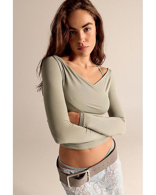 Intimately By Free People Green That's A Wrap Layering Long Sleeve By