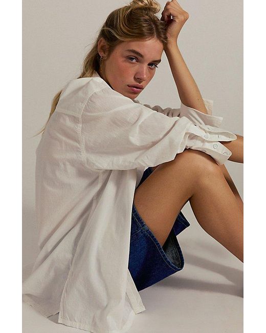 Free People Natural Hallie French Cuff Shirt
