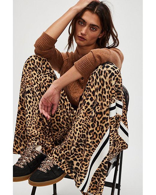 Norma Kamali Brown Elephant Leopard Boyfriend Pants