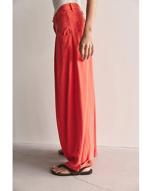 Free People Red About It Baggy Linen Trousers