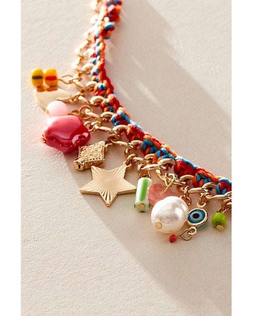 Free People Pink Bailey Charm Bracelet