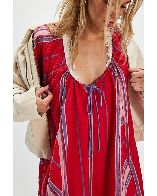 Free People Red Bop Around Playsuit