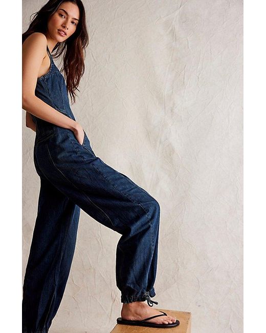 Free People Blue We The Free Match Point Jumpsuit