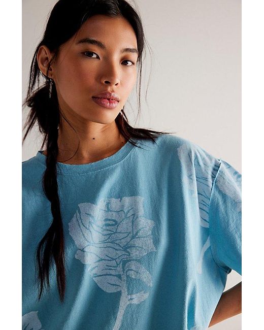 Free People Blue We The Free Painted Floral Tee