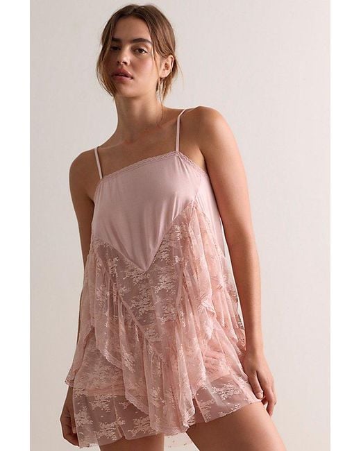 Intimately By Free People Brown Sunday Candy Mini Slip Dress By