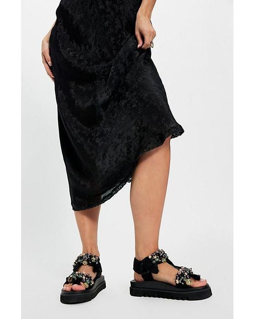 Nan-Ku Couture Black Kaleidoscope Embellished Sport Sandals By