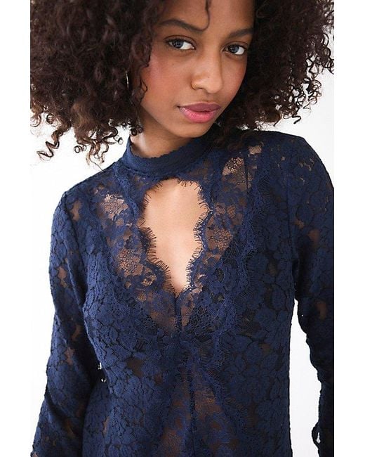 Free People Blue First Crush Lace Tunic