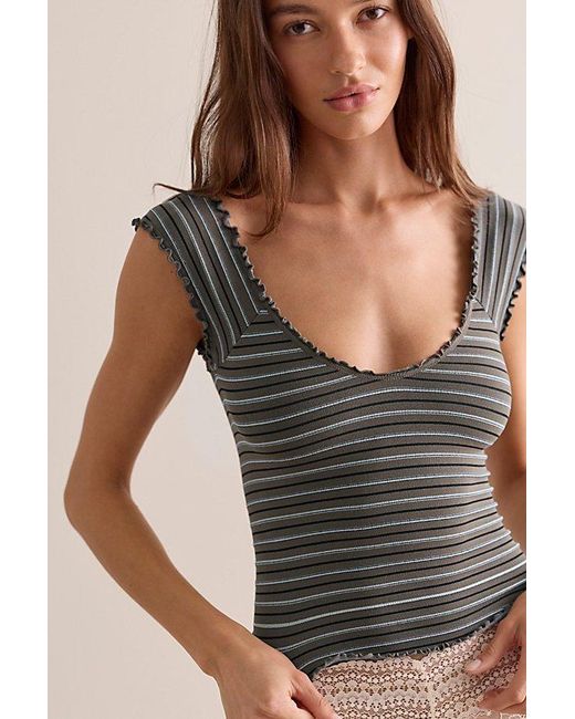 Intimately By Free People Gray Sunbeam Stripe Tee By