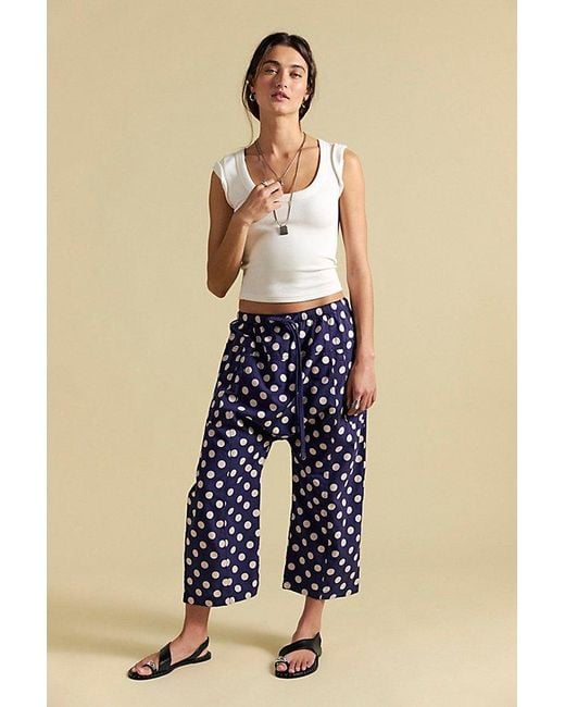 Free People Blue Need You Now Printed Cotton-Poplin Harem Pants