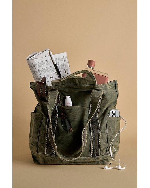 Free People Green Cordes Canvas Tote