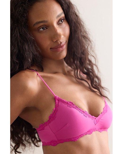Intimately By Free People Red Charlie Lace Microfiber V-Neck Bralette By