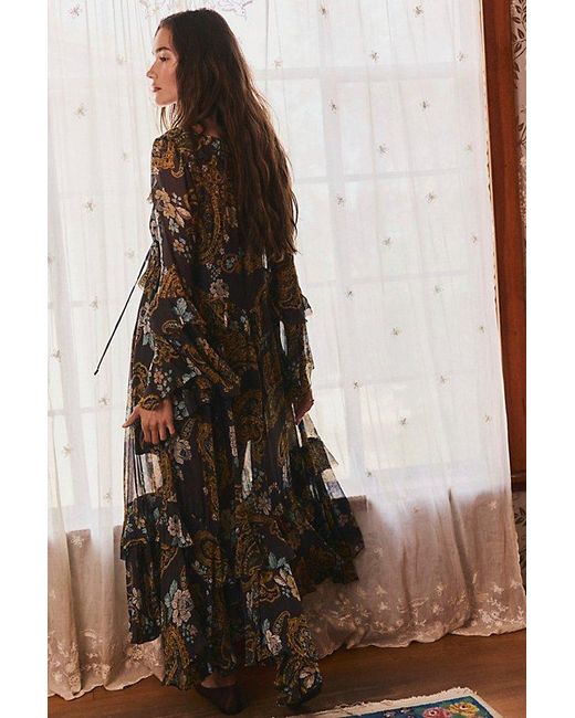 Free People Brown Paisley Petals Maxi Dress
