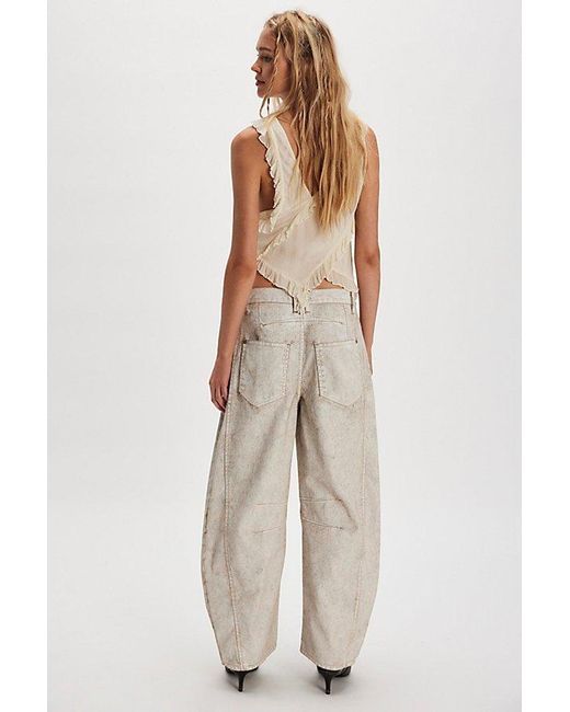 Free People Black Good Luck Coated Barrel Jeans