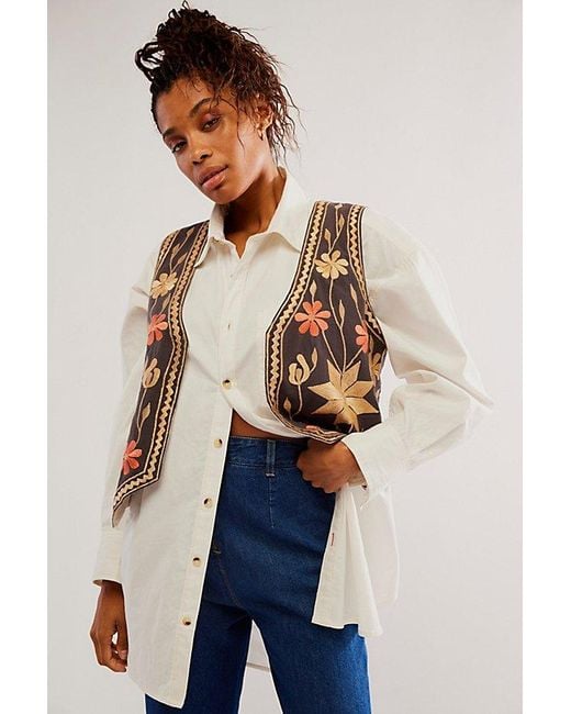 Free People Natural Remy Embroidered Vest