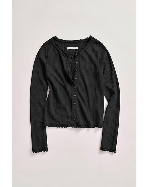 Free People Black Penny Pointelle Cardi