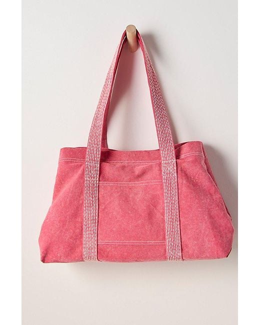Free People Pink Large Canvas Tote Bag By