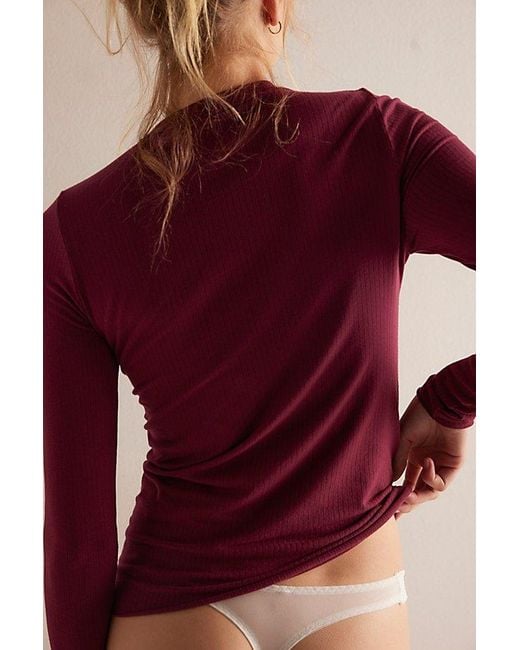 Intimately By Free People Red So Soft Seamless Modal Long Sleeve By