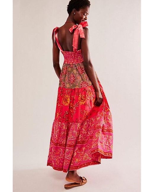 Free People Red Bluebell Maxi At In Magenta Combo, Size: Large