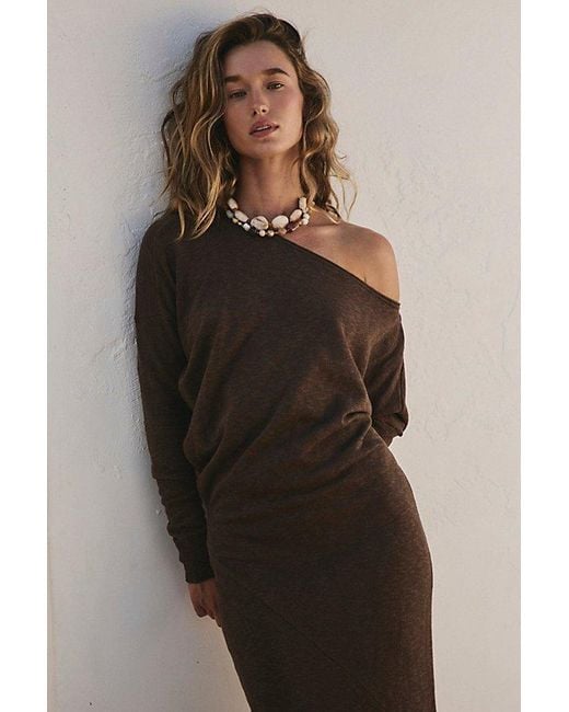 free-est Brown Hollis Sweater Midi Dress By